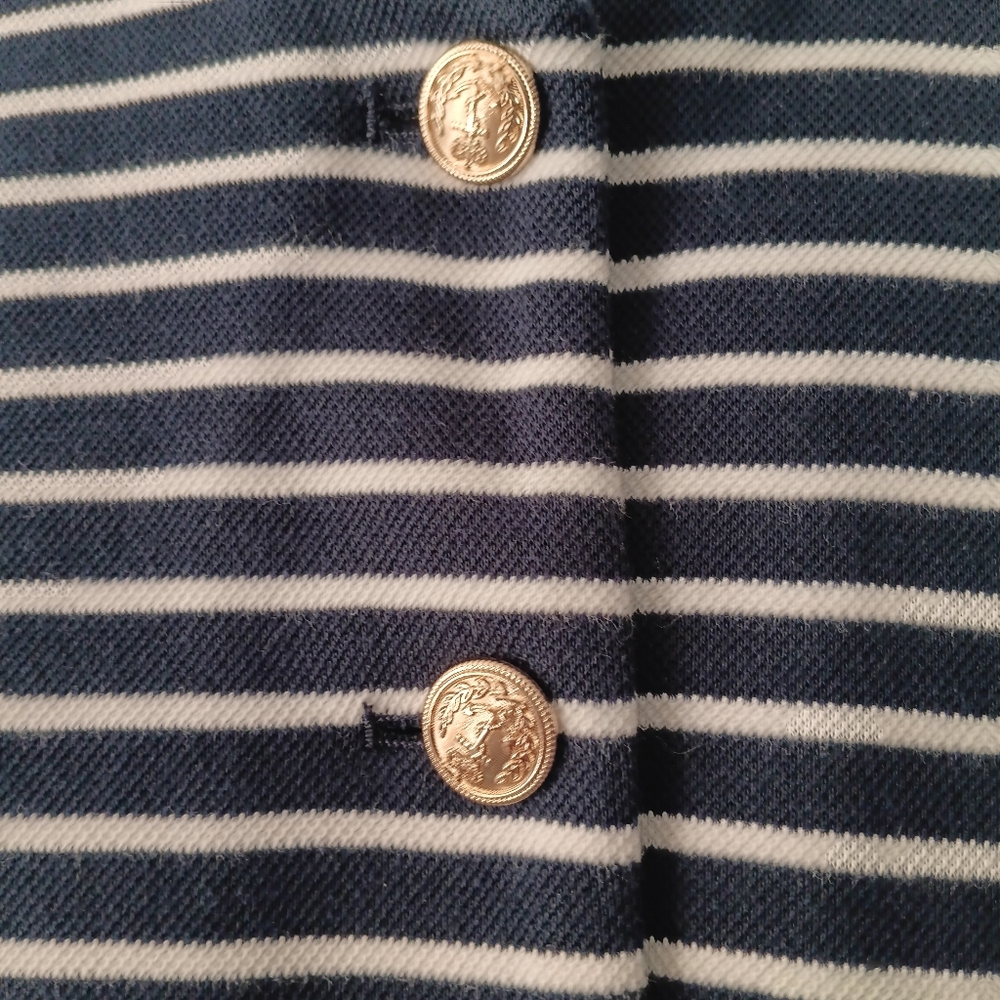 Entro Blue & White Striped Button Vest Top S - Picture 3 of 6